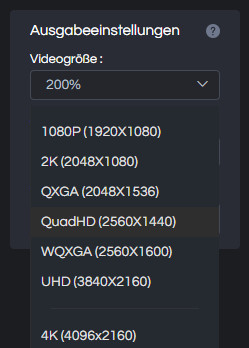 Videogröße einstellen