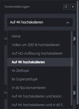 Auf 4K hochskalieren und kolorieren