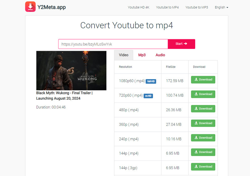 convert youtube video to mp4 online y2meta