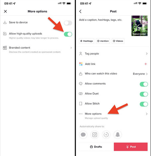 upload hd videos tiktok