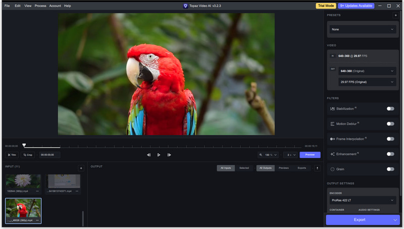 upscale videos through Topaz Video Enhancer AI